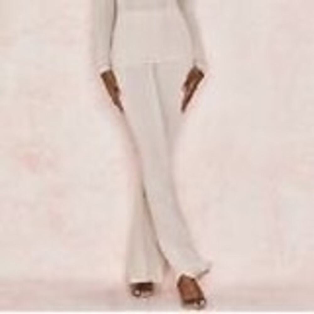 House of CB Viola Ribbed Knit High Waist Flare Trousers Size Large
